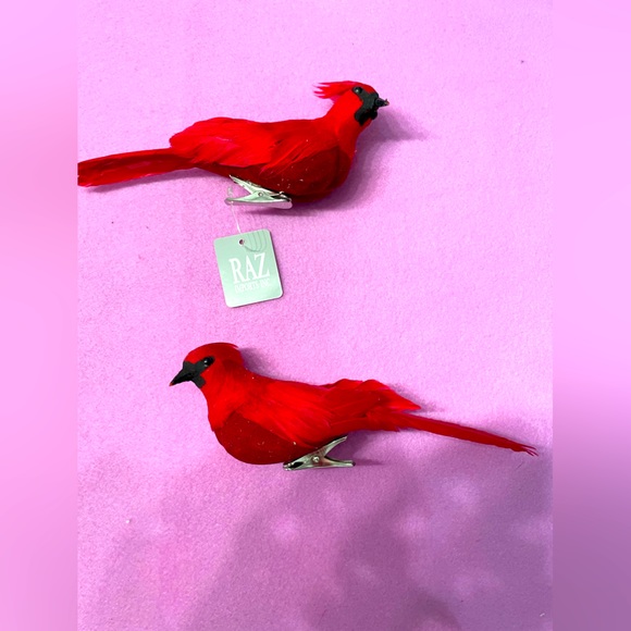 RAZ Imports - Red Cardinal Bird Set Of 2 Christmas ornament decor clip on tree - Picture 10 of 11